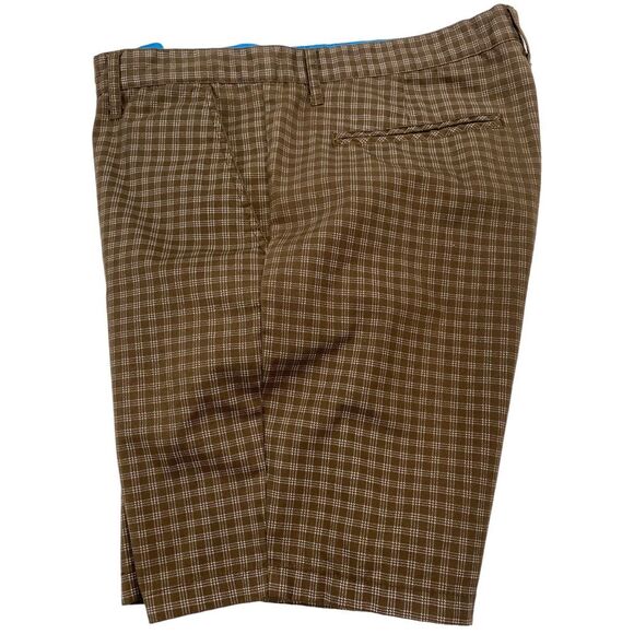 Vurt Chino Shorts Men's Size 36 Brown Check Flat Front High Rise Outdoor - Picture 8 of 10